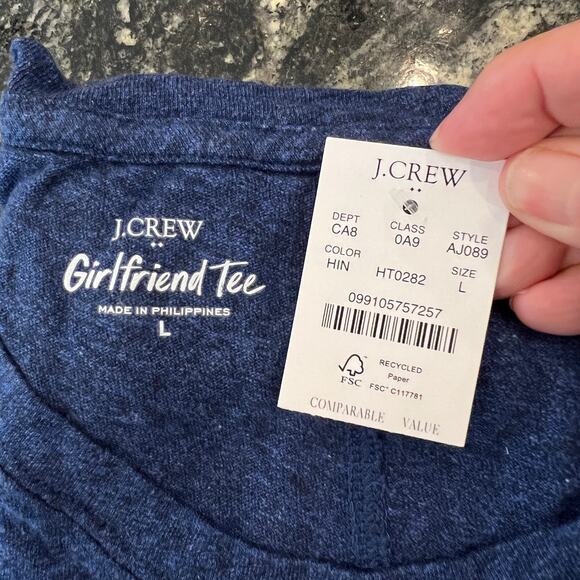 NWT J. Crew Heather Indigo Blue Girlfriend Crewneck Tee - SIZE M - Picture 8 of 10